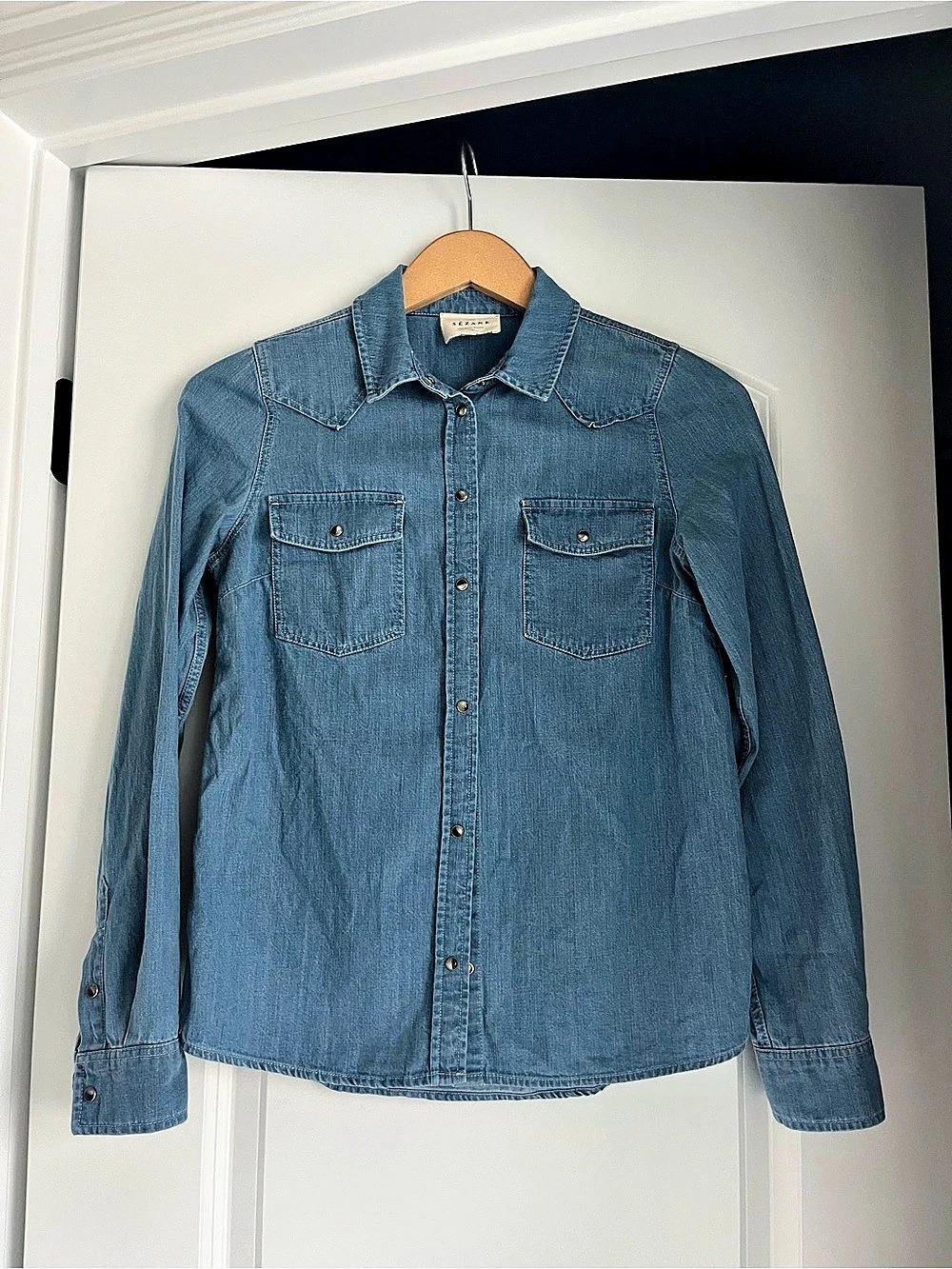 Sézane Servanne Shirt Denim Button Down Blue Size 32